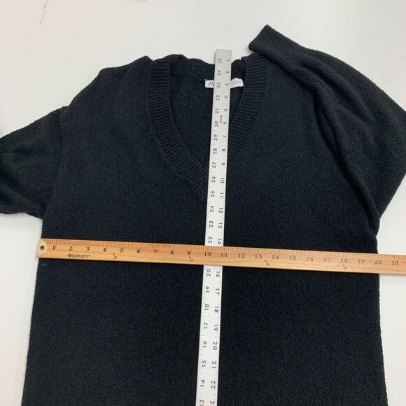 Zara Sweater Dress Women S Small Black V Neck Acrylic Nylon Blend Knit Oversized - Picture 9 of 16